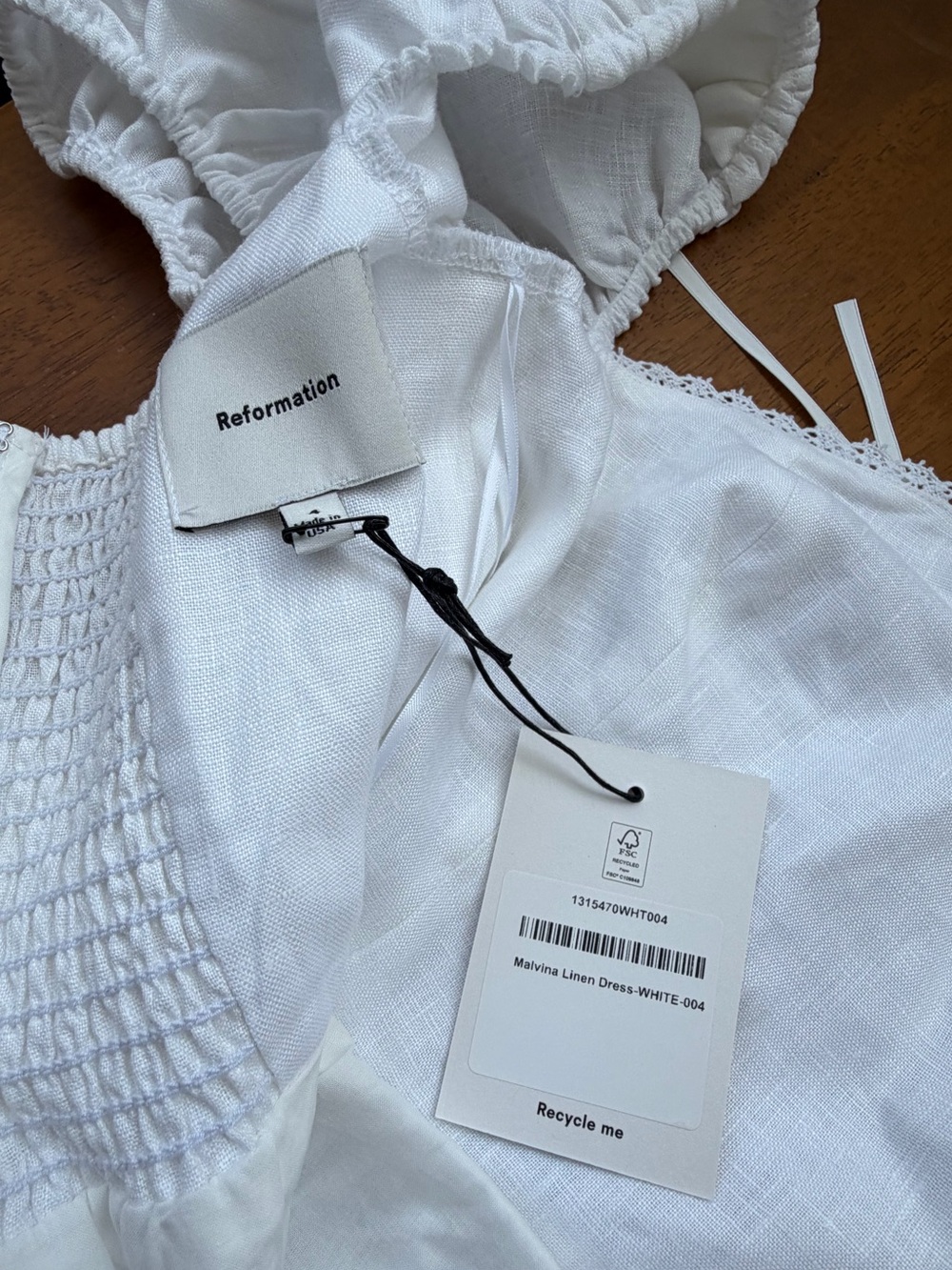 NWT: Reformation Malvina Linen Puff-Sleeve Mini Dress - women’s: Small P - Picture 10 of 16